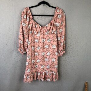 Revolutionary Mini Dress Womens Medium Pink Floral Ruffle Babydoll Y2K Milkmaid